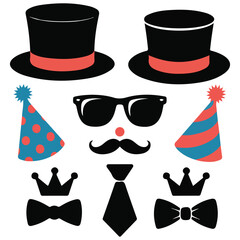 set of carnival festive night isolated vector