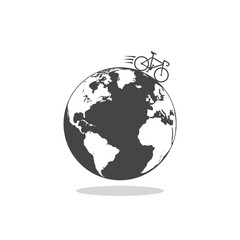 Earth day and bicycle day icon with shadow