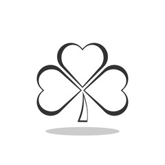 Clover with three leaves sign icon with shadow