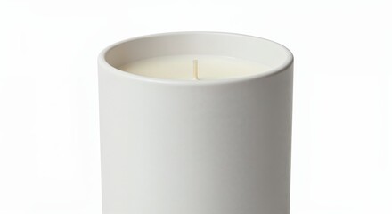 Bedtime candle isolated on white background, scented wax, photorealistic modern minimalist close-up