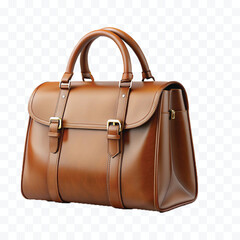 realistic 3d beautiful  female leather fashionable bag in different colour style  isolated on transparent background	