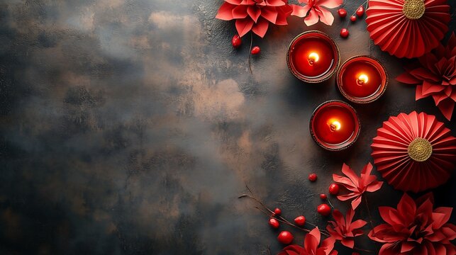 Flat Lay of Diverse Cultural Celebration Objects for Holidays