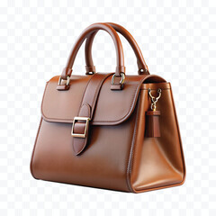 realistic 3d beautiful  female leather fashionable bag in different colour style  isolated on transparent background	
