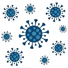 Dark Blue Virus Cells Vector Graphic White Background