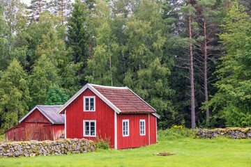 Wooden cottage by the forest edge