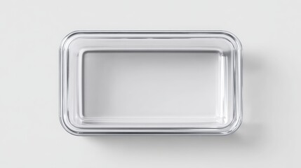 Clear rectangular glass container with a smooth surface, showcasing its transparent design and minimalist aesthetic, ideal for food storage or decorative purposes in modern kitchen settings