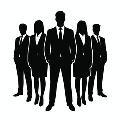 Five Businesspeople Silhouettes Black Suits White Background Vector
