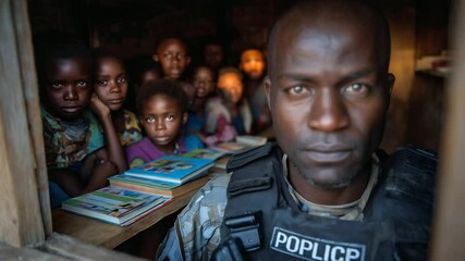 Peacekeeping Unit Monitors Textbook Distribution at School