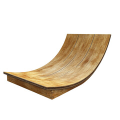 Wooden skate ramp curve on transparent background.