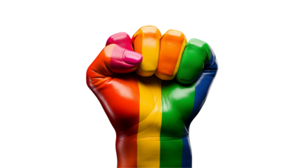 Rainbow Hand Fist Symbolizing LGBTQ Pride and Equality