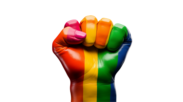 Rainbow Hand Fist Symbolizing LGBTQ Pride and Equality