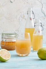 Kefir with lemon and peach
