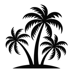 Fototapeta premium Three Black Palm Trees Tropical Island Silhouette Vector Graphic 1