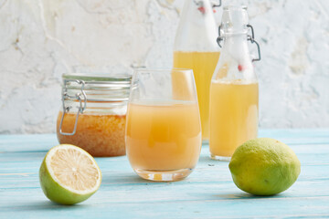 Kefir with lemon and peach