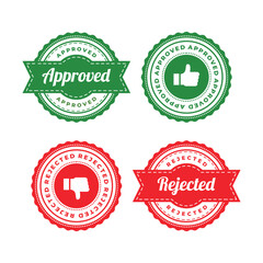 Obraz premium Approved rejected stamp tag label emblem