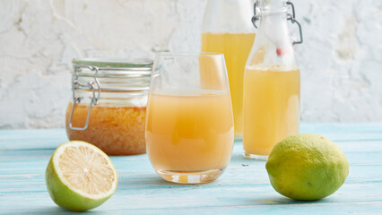 Kefir with lemon and peach