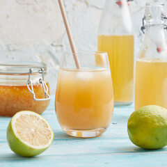 Kefir with lemon and peach