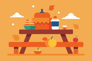 Autumn Picnic A Festive Fall Gathering with Pumpkins, Pies, and Apples