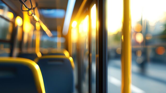 Empty bus interior sunlight