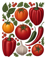 Thai chili paste watercolor, Thai herb watercolor set