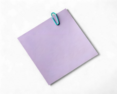 A blank note paper with a clip attached rests on a blue background, perfect for your next message or reminder