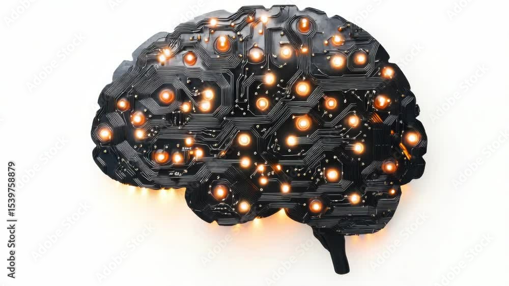 Poster a unique circuit board design resembles a human brain