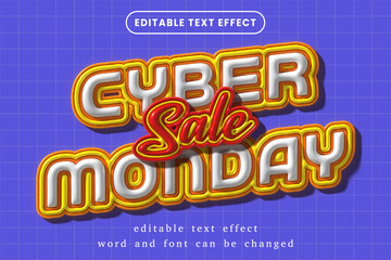 Cyber monday 3d glossy inflated text effect. Cyber monday promotion 3d text style