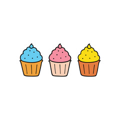 set of cupcake on white background vector art