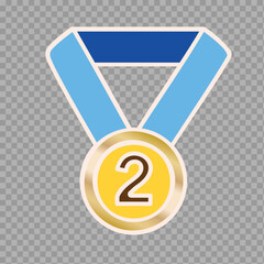 Silver Medal Icon – Second Place Award Illustration

