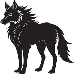 Standing wolf silhouette