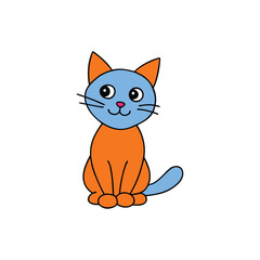 cute cat on white background vector art