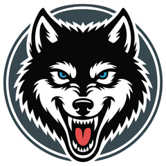 Obraz premium angry wolf head mascot isolated vector on white