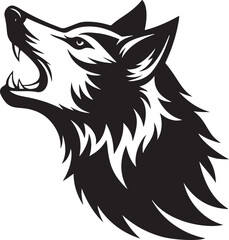 Side profile of a wolf head with open mouth, mid-howl black silhouette

