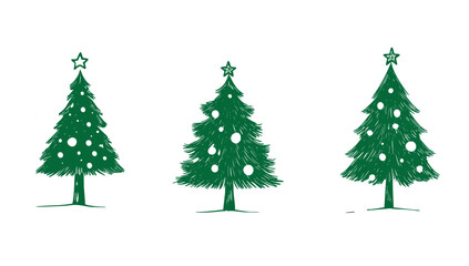 A set of three Christmas trees illustration