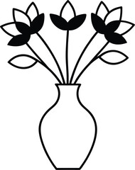 illustration of a vase filled with three flowers