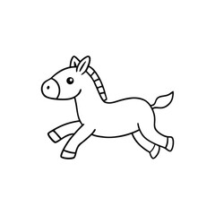 Carton horse, black and white vector art on white background