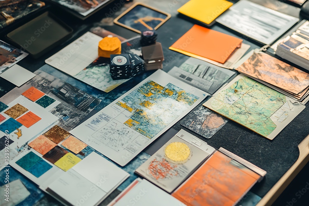 Poster overhead view of neatly laid-out strategy tools on a table.