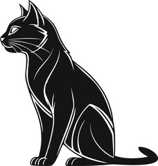 Elegant Black Cat Silhouette, Perfect for Design Projects