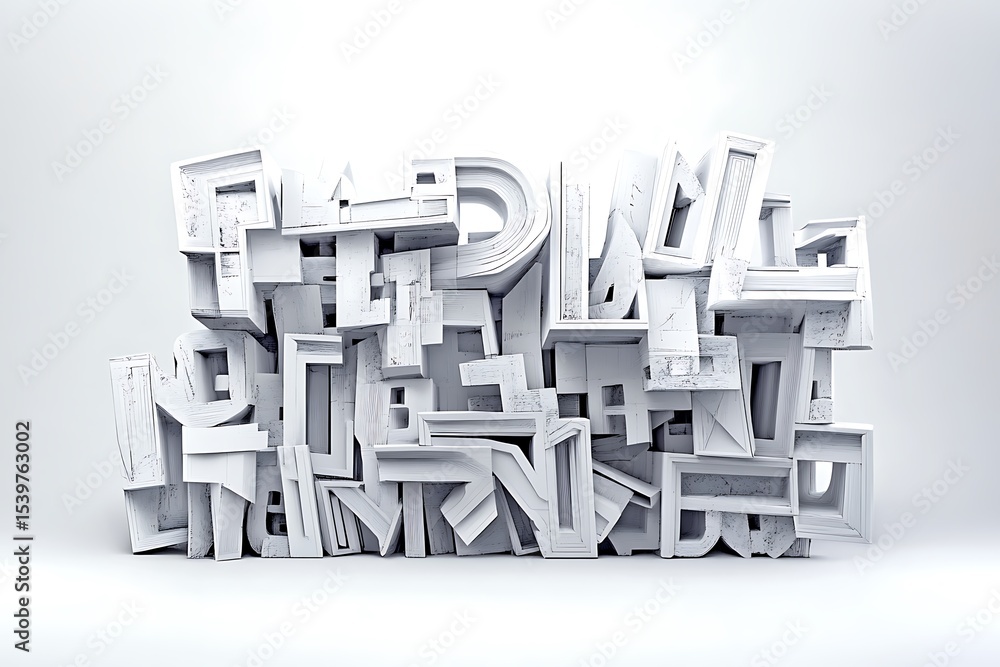 Fototapete abstract typography formed by stacking characters in a bold style.