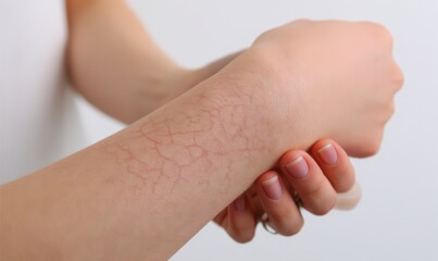 Close-up of a Woman's Arm Showing Visible Veins and Dry Skin