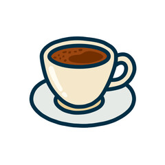Hand Drawn Illustration of Coffee Cup on Saucer