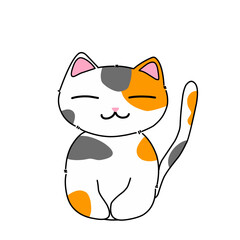 Illustration of a three-colored calico cat
