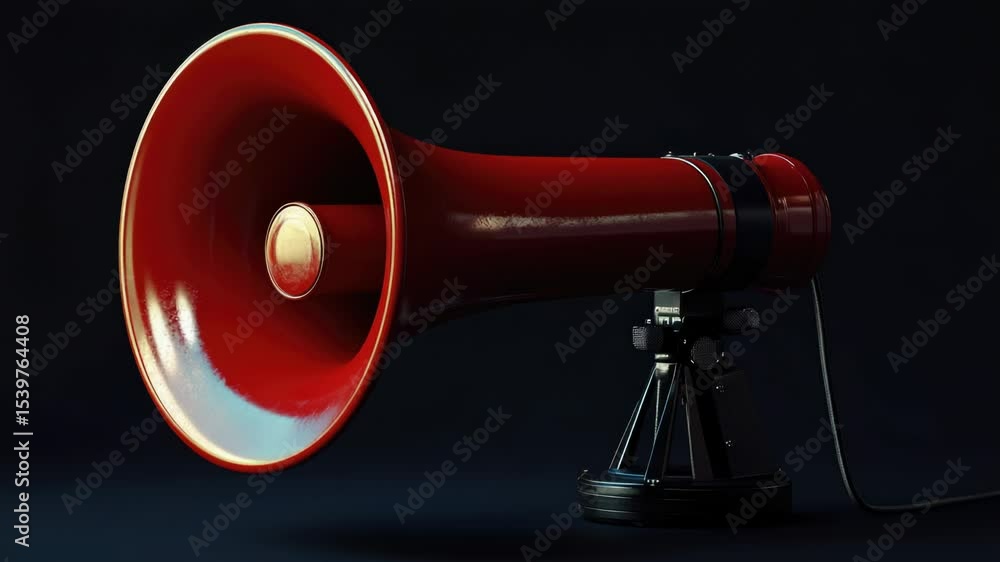Poster a megaphone with a bold design on a sturdy stand, ready for use