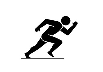 Obraz premium A black silhouette of a person running fast on a white background in a minimalist style art