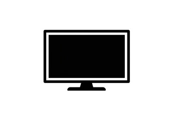 A simple black and white illustration of a modern television set on a white background plain design