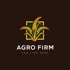 Agro firm Palm tree vector logo with abstract nature background design