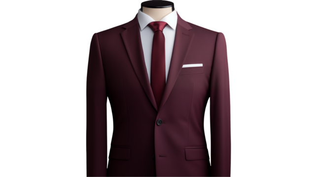 Maroon Mens Suit Fashion Stylish Business Attire