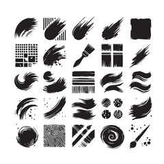 Black Brushstroke Vector Collection – Abstract Ink Strokes on White Background

