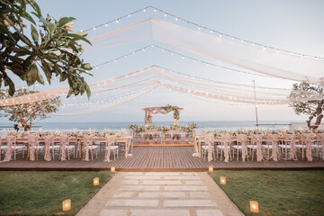 lovely Table setting for magnificent composition from flowers at a wedding , Centerpiece white and...