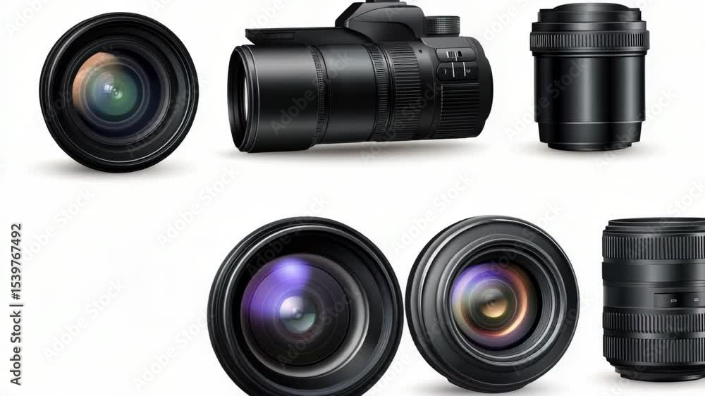 Aufkleber Multiple camera lens types on display